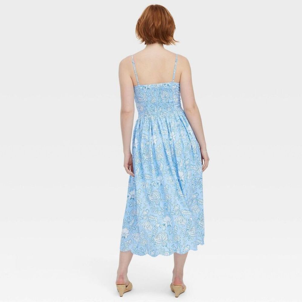 Women's Floral Vines Drop Waist Midi A-Line Dress Blue - Roller Rabbit L - Picture 2 of 5